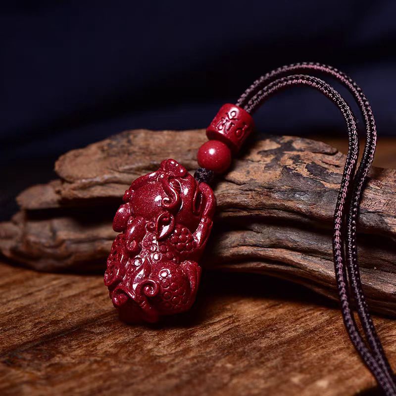 含辰砂工艺品高含量紫金砂朱砂貔貅挂件吊坠