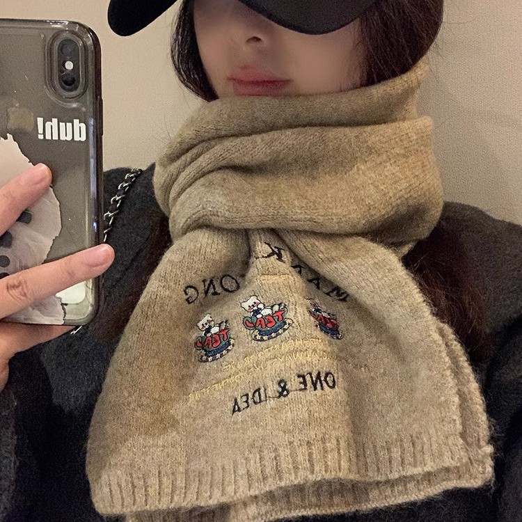 2025新款加厚暖针织围巾女生冬季高级感加厚保暖百搭学生情侣围脖