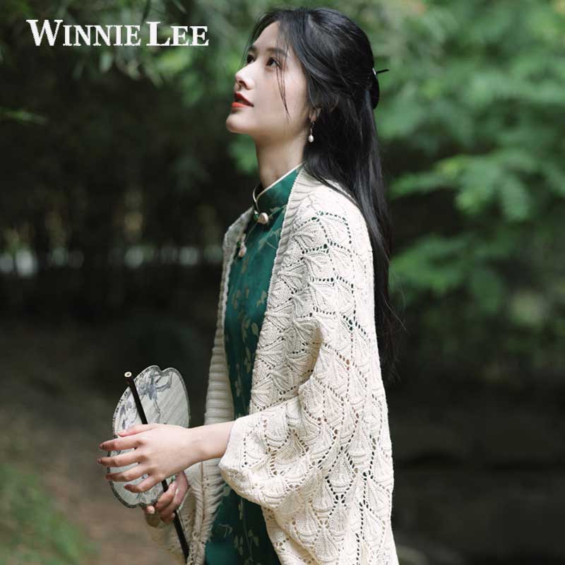 【主播补贴】新款勾花镂空专用针织开衫配旗袍的外搭披肩