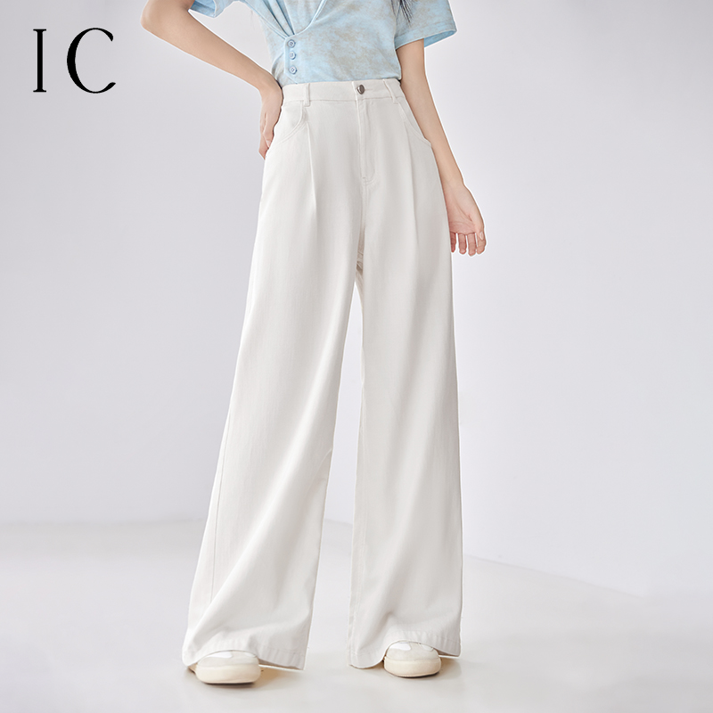 IC 简约设计高级感休闲宽松直筒裤2024新款通勤百搭气质休闲裤女
