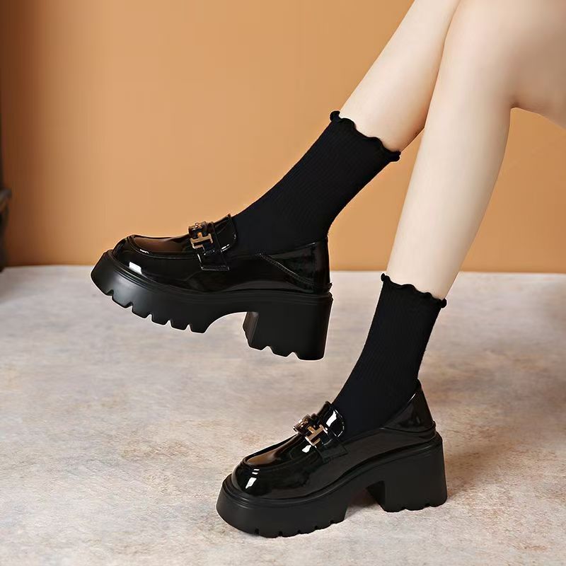 (夏）断码孤品女鞋【听主播提示下单】春秋百搭黑色英伦风圆头厚底