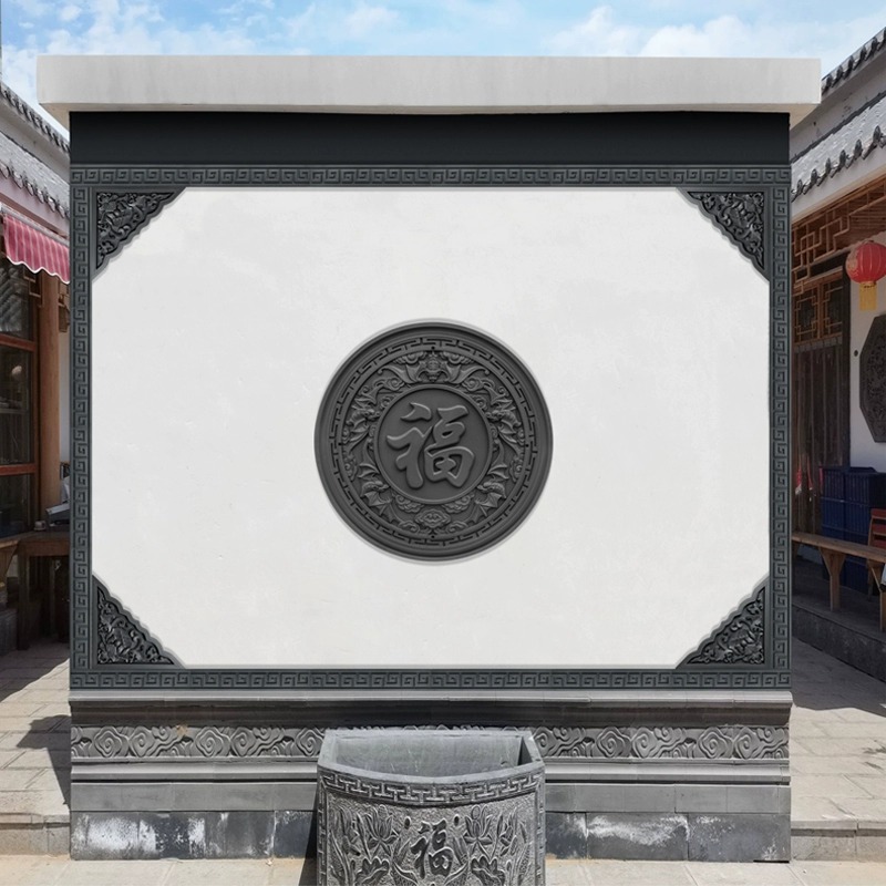 360*262cm树脂影壁墙套餐中式照壁仿古建塑料砖雕迎门面墙挂件