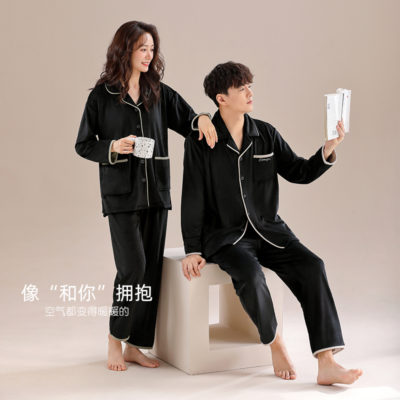 【海岛绒】情侣睡衣男士秋冬款冬季法兰绒加绒加厚珊瑚绒家居服女
