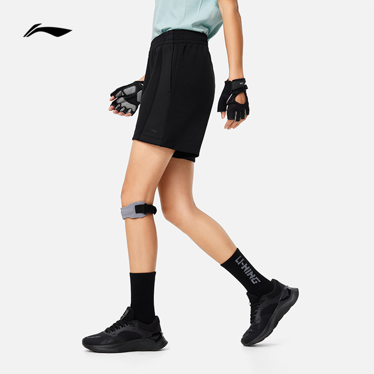 《直播》李宁短卫裤2024新款健身系列女装裤子针织运动裤AKSU016