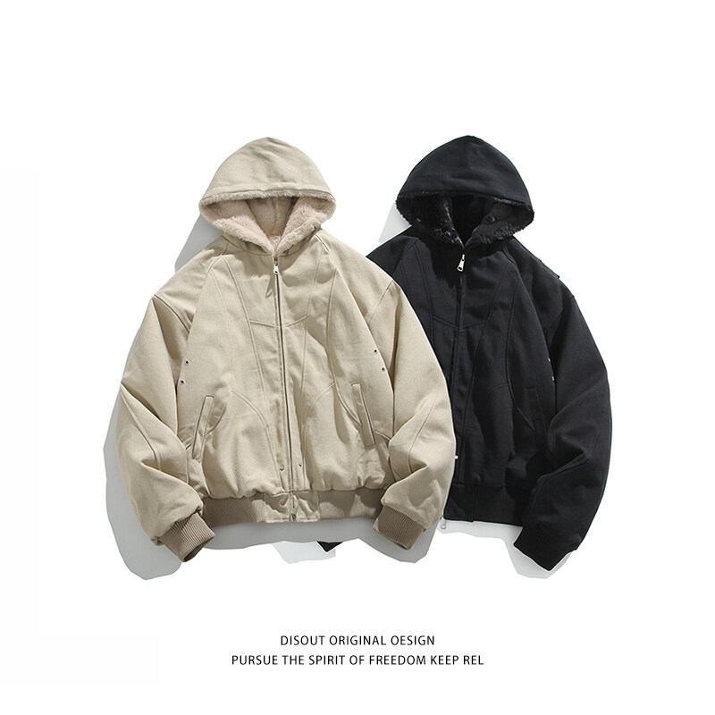 【座山雕加绒】2026秋冬加厚外套男 cleanfit重磅帆布水洗棉服夹克