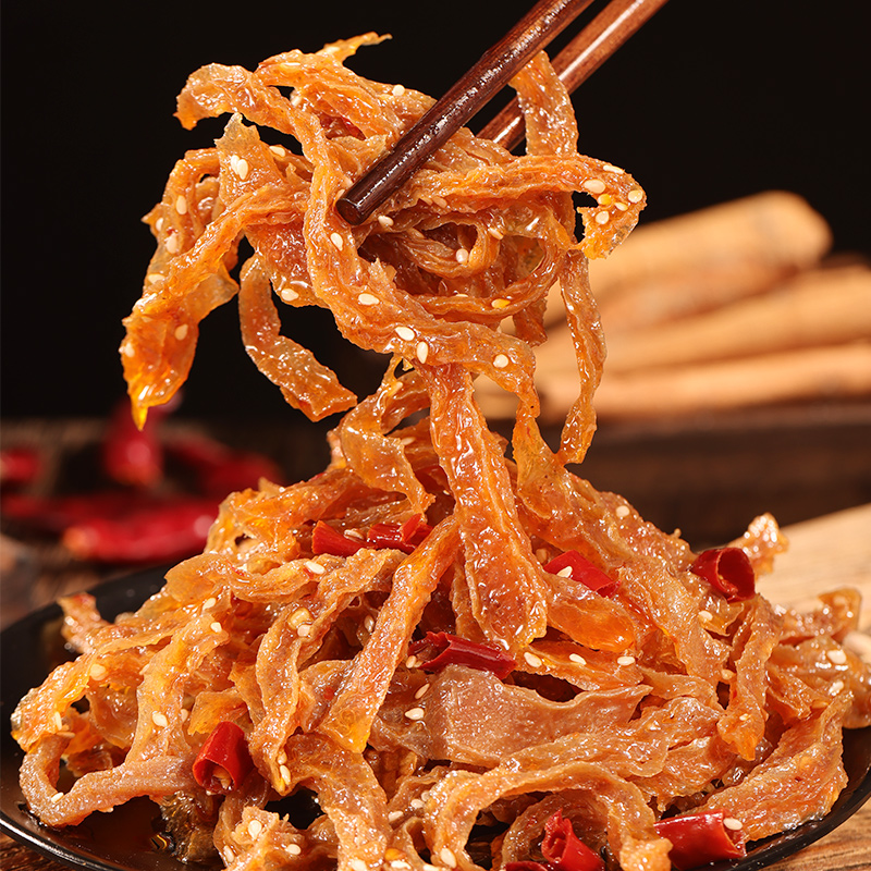 香辣魔芋干常温麻辣零食长沙爽口魔芋丝素毛肚辣条辣味零食小吃