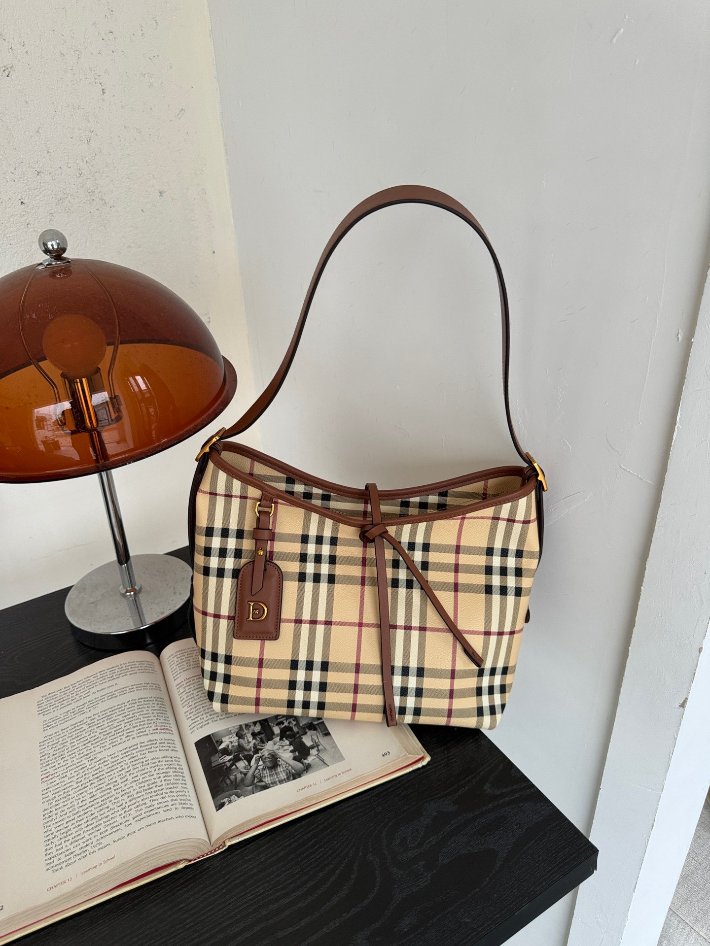 【K】经典轻奢百搭复古时尚女士格子棋盘格单肩腋下斜挎格托特包