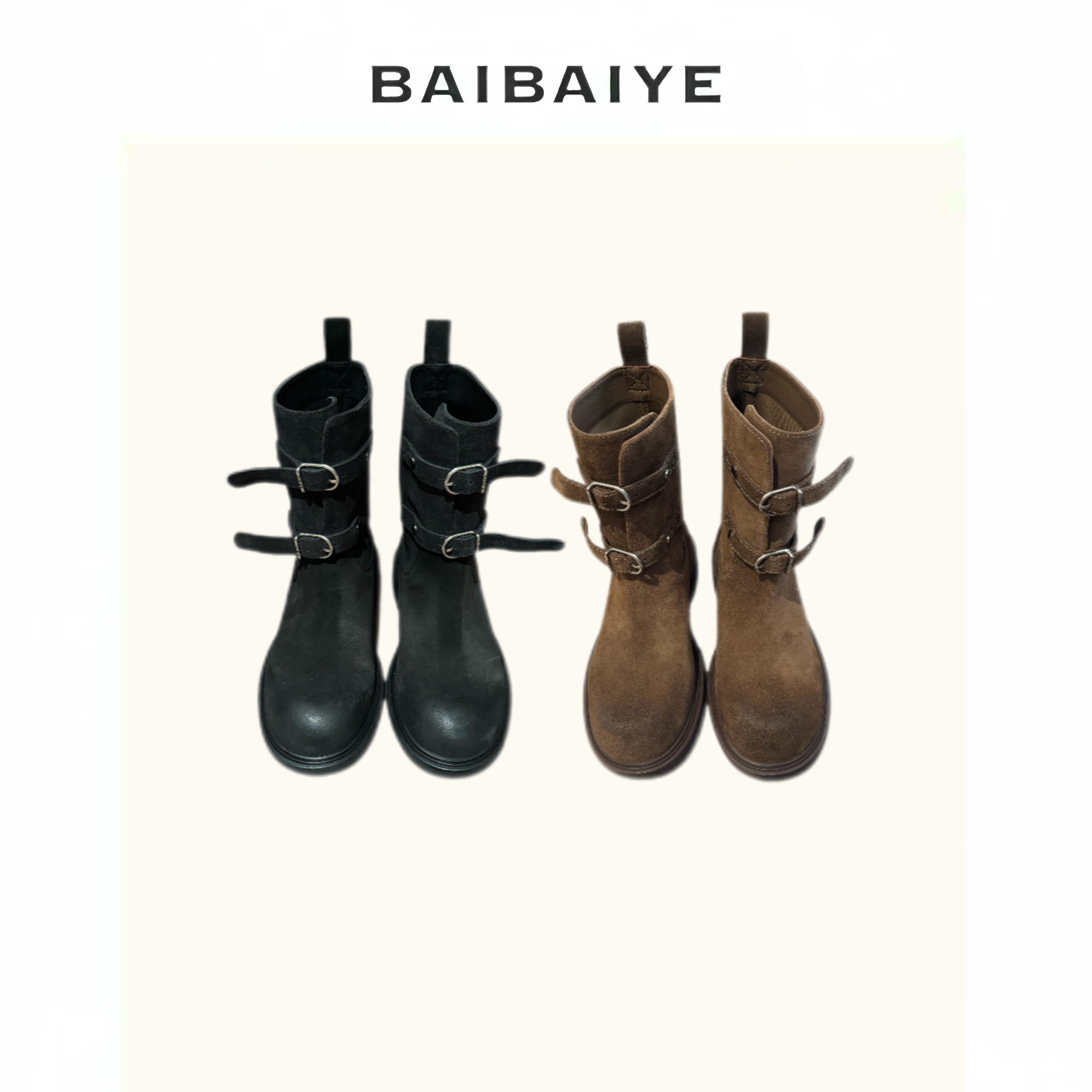 重工靴子中高筒皮质【BAIBAIYE】Z24FS220