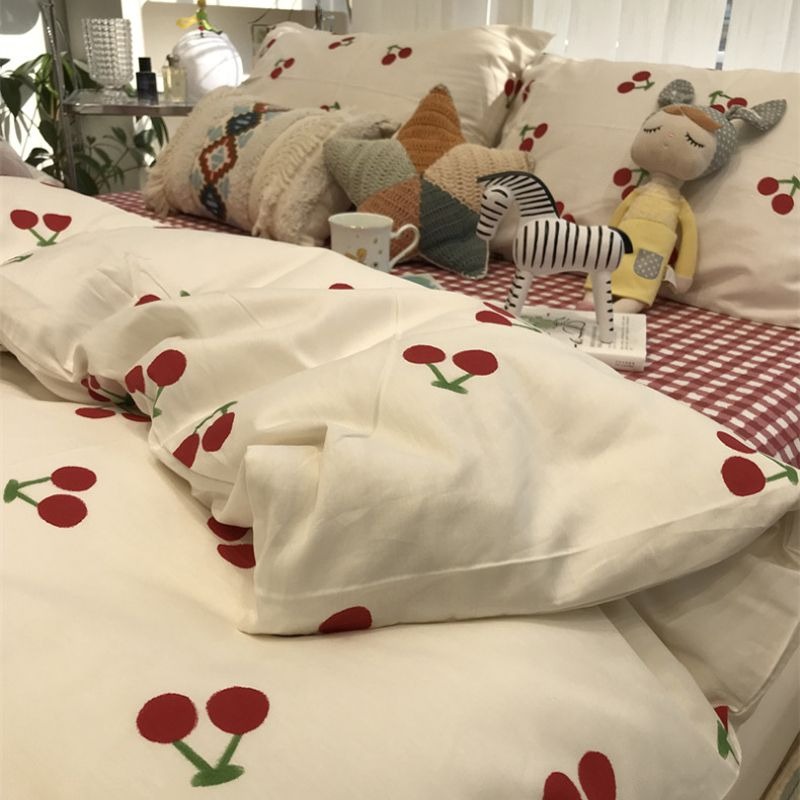 水洗棉四件套被套被单床上用品学生宿舍被子ins磨毛三件套床单人4