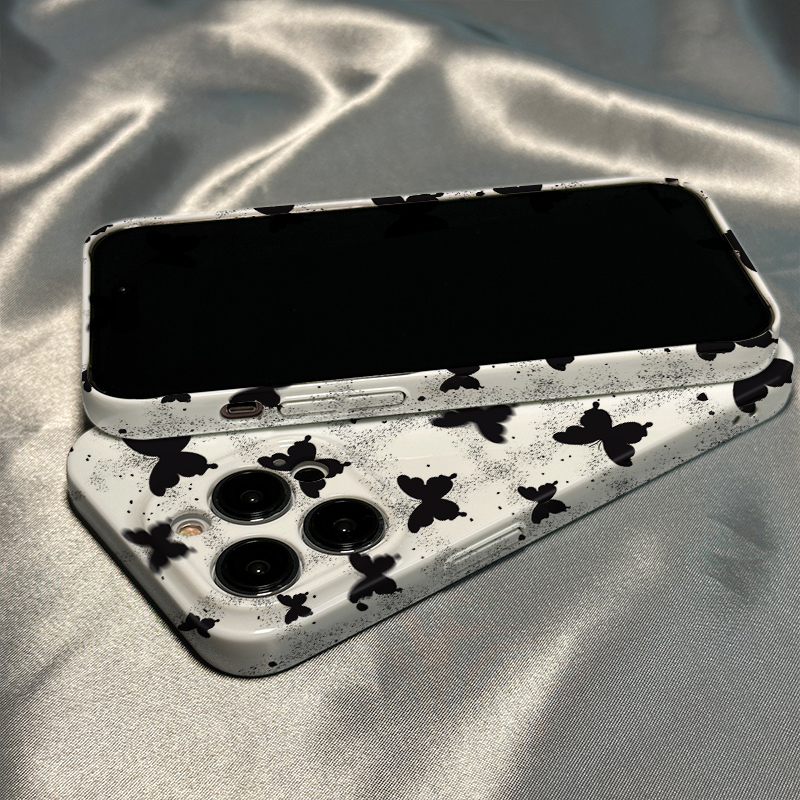 适用苹果14手机壳iPhone13/12/11泼墨蝴蝶保护套x/7菲林全包硬壳