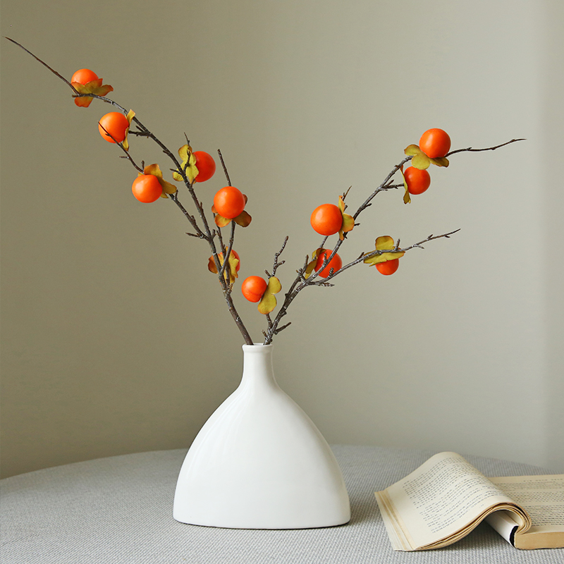 中式仿真柿子6头小野柿子柿柿如意家居室内装饰摆件假花假柿子