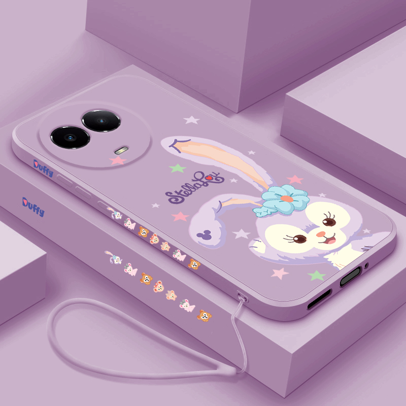 适用realmev50手机壳直边液态硅胶星黛露真我V50S卡通创意女款Rea