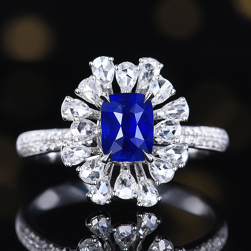 主石1.16克拉18K金GRC证书认证无烧天然蓝宝石戒指