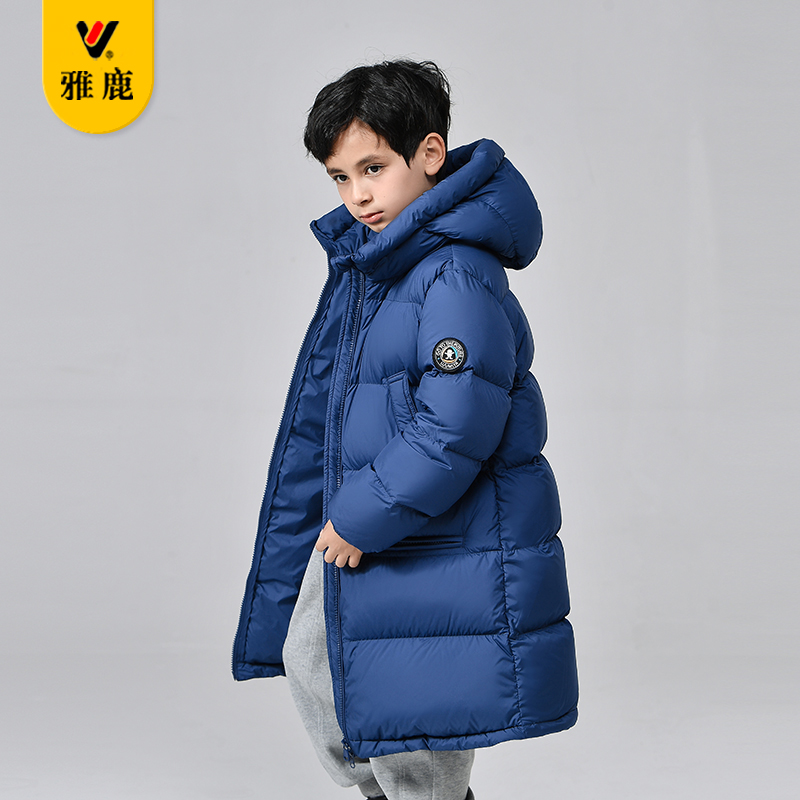 雅鹿儿童加厚羽绒服男女童2023新中大童保暖中长款冬季外套厚款DY