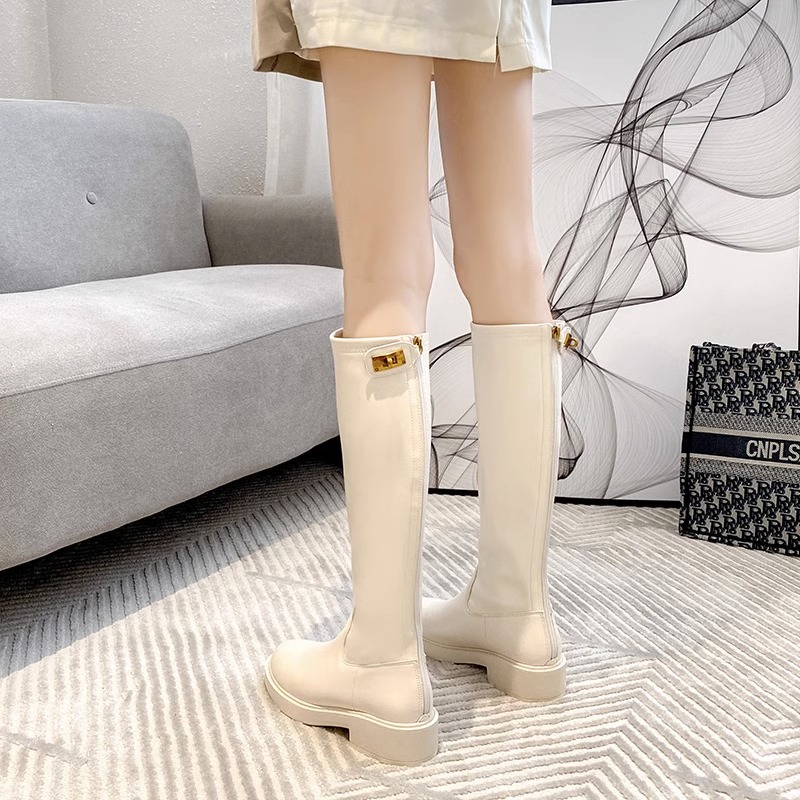 酷林森琪长筒靴女新款冬季内增高长靴中筒矮小个子加绒高筒骑士靴