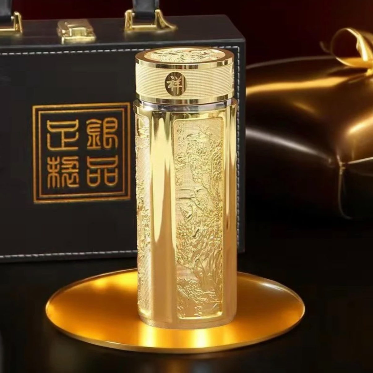 【金色】精品龙凤呈祥银杯银离子水杯商务茶杯子高档礼品送礼保温杯