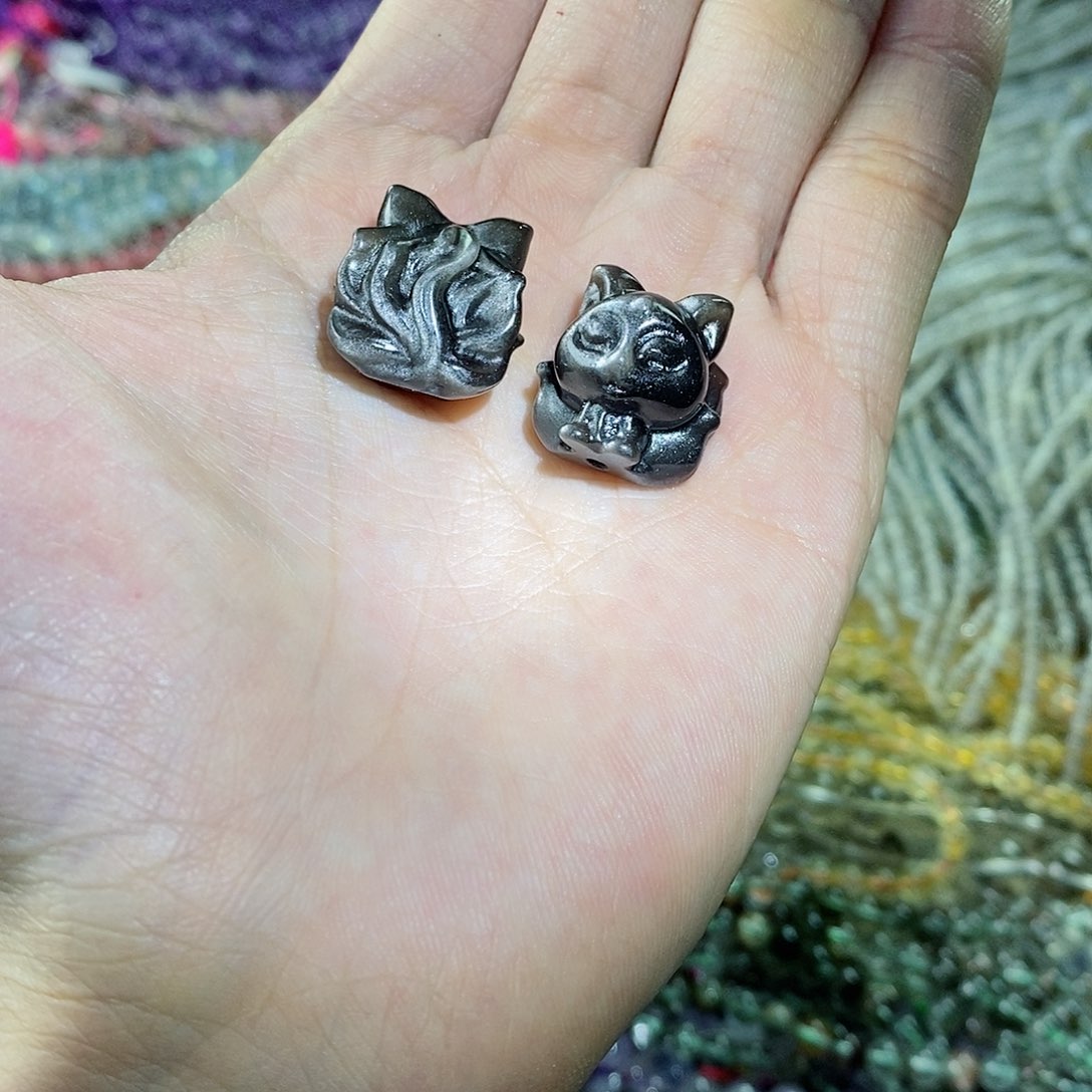 玛瑙/玉髓珠宝半成品合金随机一个银耀狐狸18×19mm