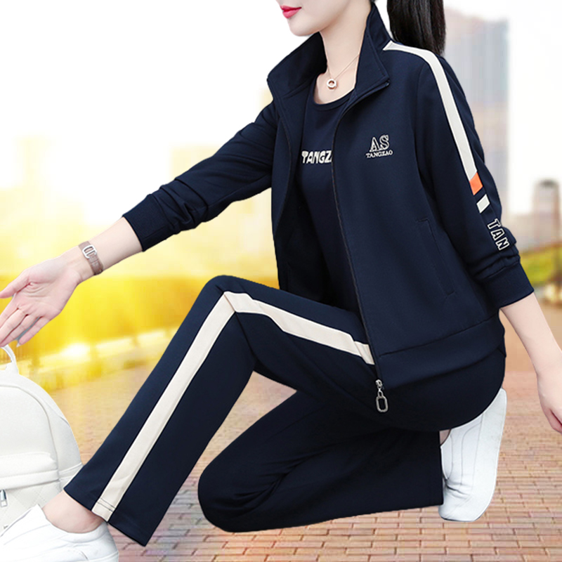 2024年春秋运动休闲套装女开衫广场舞洋气时尚新款跳舞长袖三件套