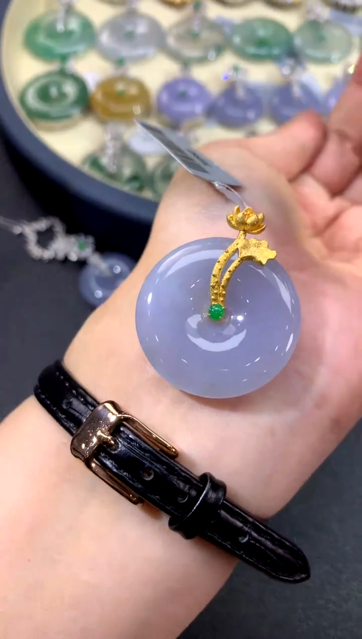 【闪购商品】翡翠吊坠(不含链)18K金镶嵌92-扣子（多样性发货）