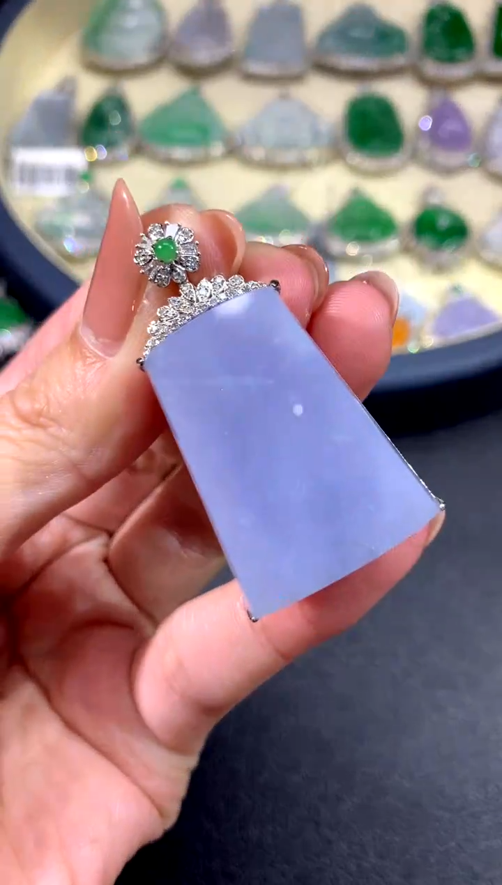 【闪购商品】翡翠吊坠(不含链)18K金镶嵌76-无事牌