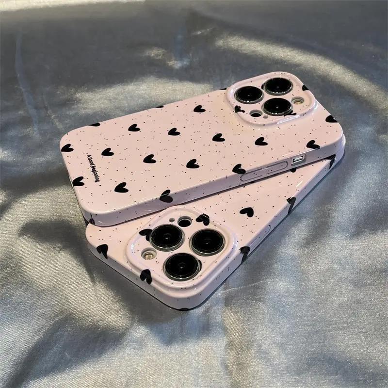靓壳粉色泼墨满屏爱心苹果14手机壳iphone13promax菲林15保护套14