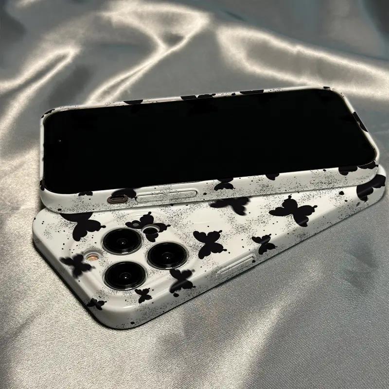 适用苹果14手机壳iPhone13/12/11泼墨蝴蝶保护套x/7菲林全包硬壳.