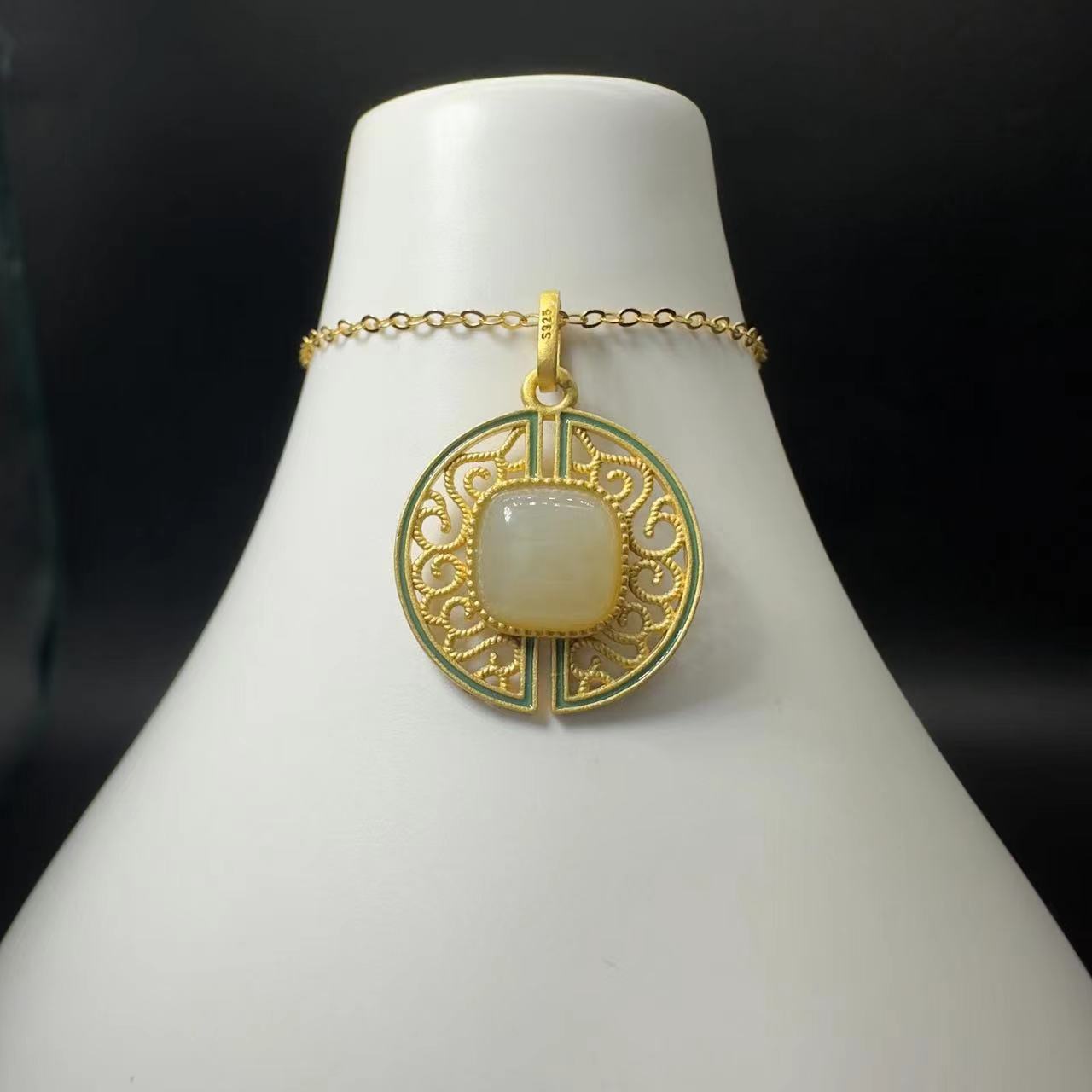 一万说/1120和田玉白玉方块吊坠约卡17mm-DZZB