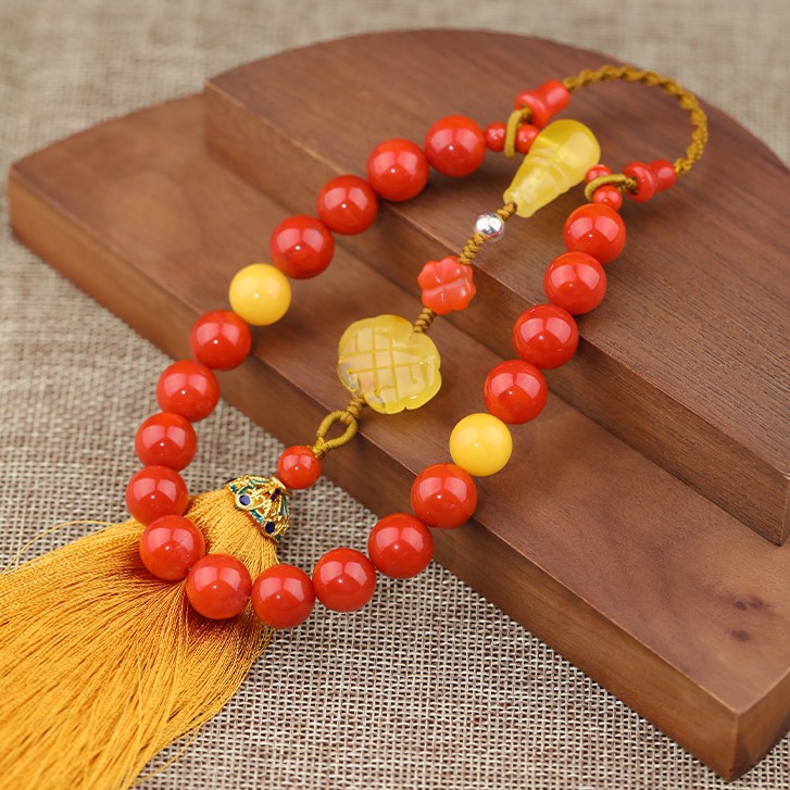 一万说/5872南红十八子籽压襟挂件DZZB石流苏送礼