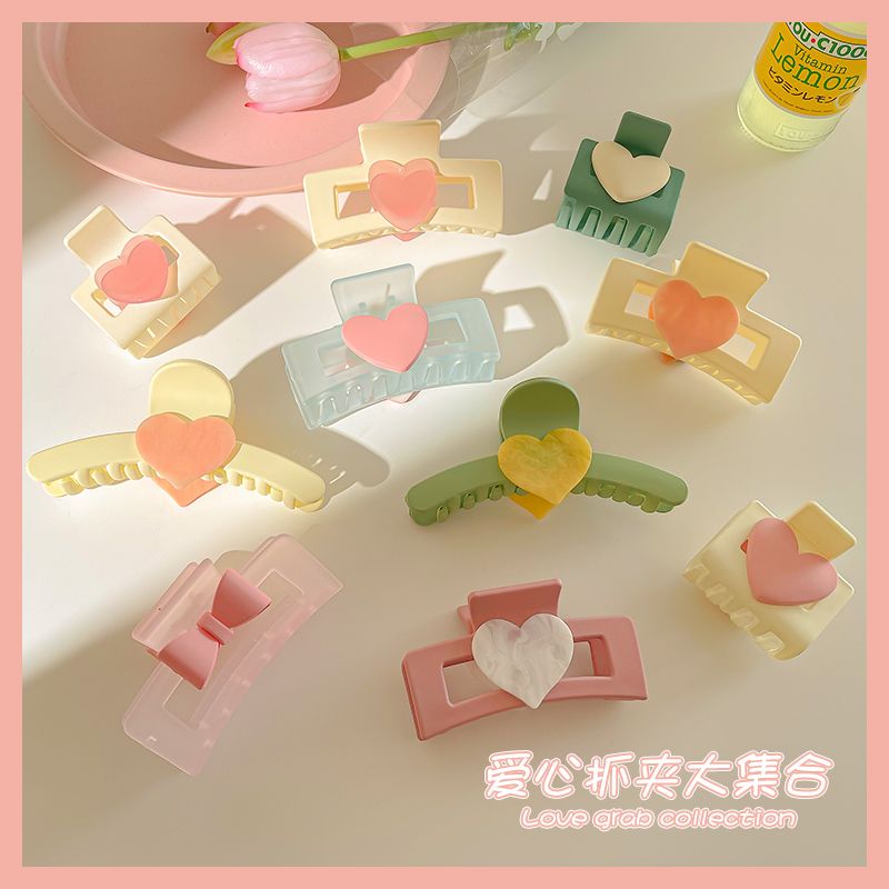 爱心抓夹甜美鲨鱼夹可爱发抓学生发卡夹子头饰品