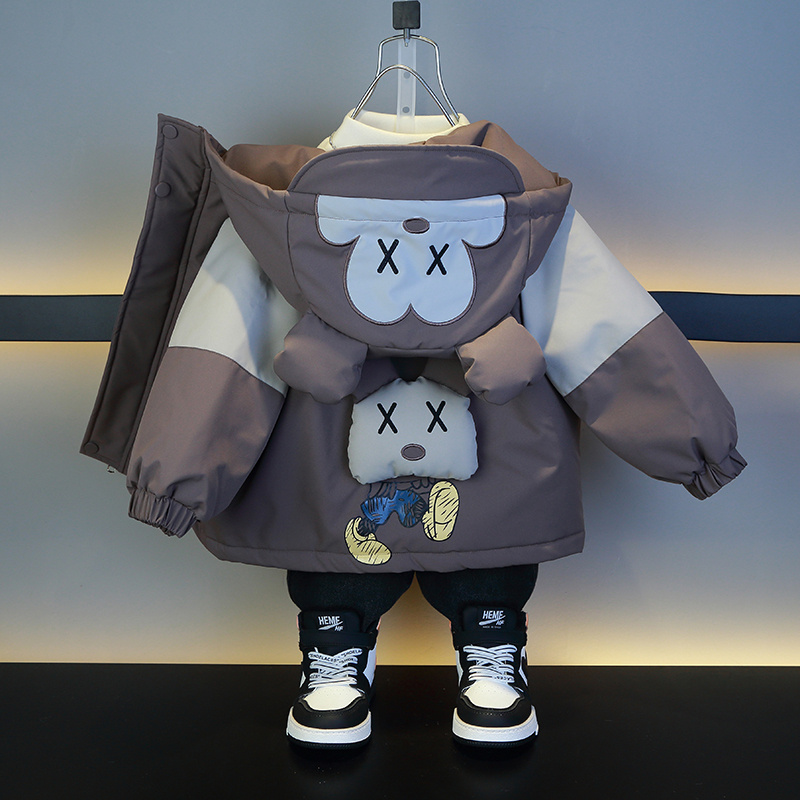 男童加绒外套冬季派克服时尚新款洋气宝宝秋冬款5儿童加厚棉服6岁