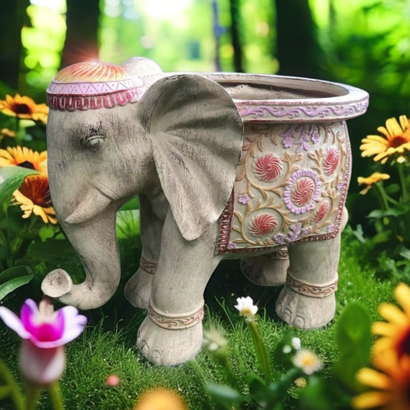 大象花盆摆件家居客厅装饰品高端大气花卉高颜值摆件花瓶插花水养