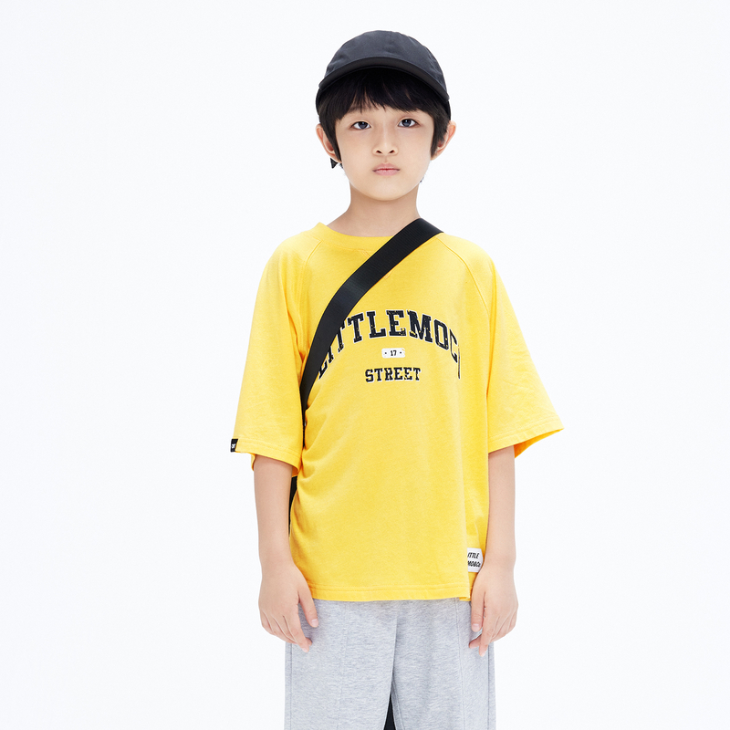 little moco童装23夏装新款男童纯棉印花休闲短袖T恤#KBC2TEE006