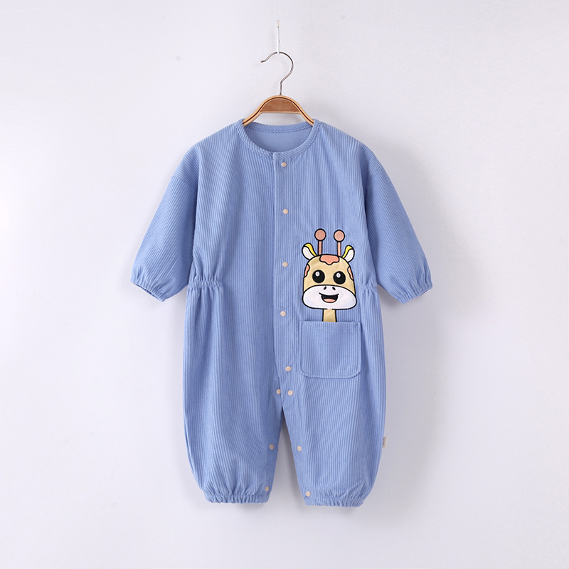 宝宝连体罩衣全身灯芯绒女防脏爬行服婴儿爬爬服男儿童外穿一体式