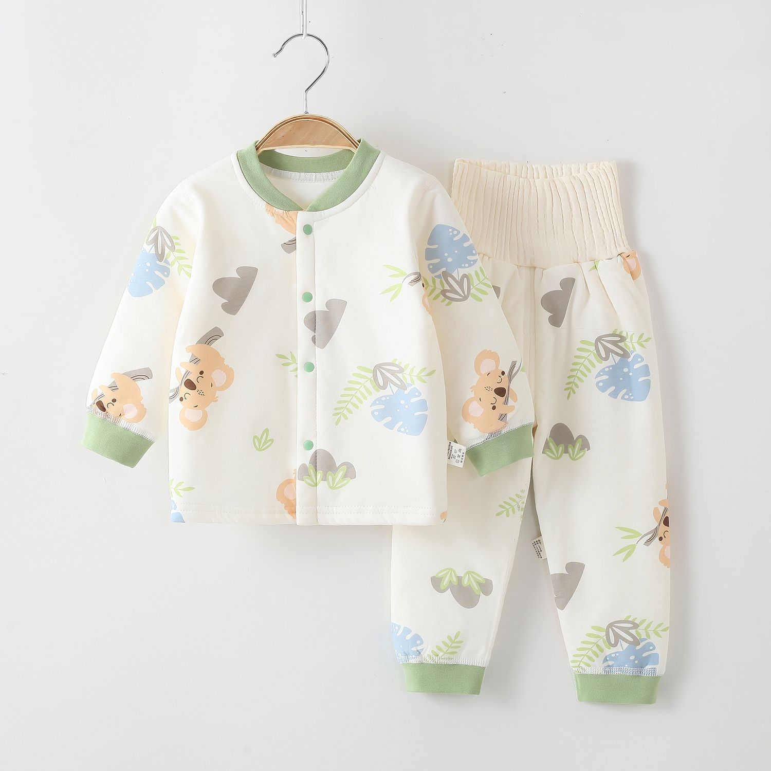 宝宝高腰保暖套装春秋婴儿分体衣服儿童秋衣秋裤薄棉无骨纯棉内衣