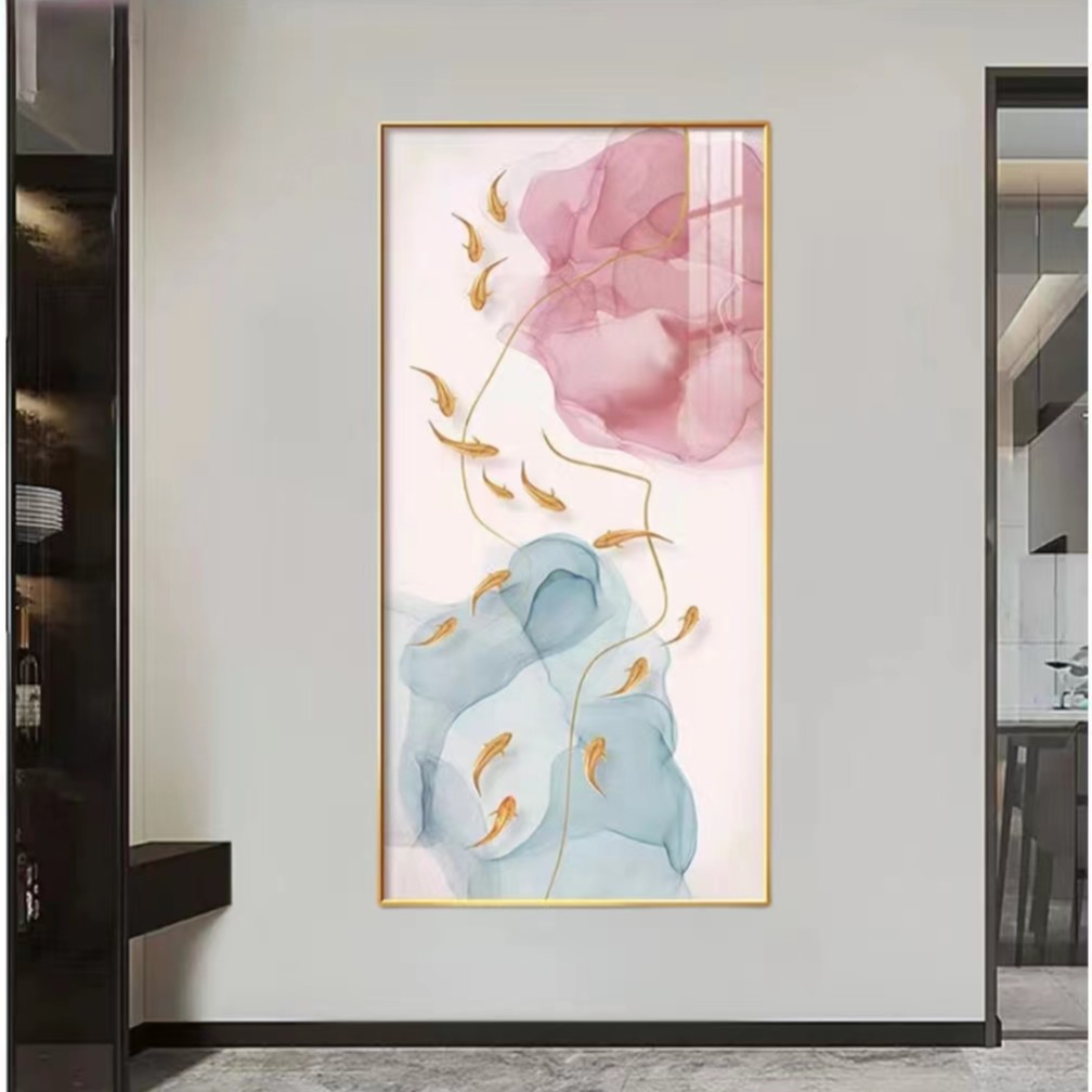 玄关竖版晶瓷镶钻晶瓷装饰画轻奢防水文艺立体现代晶瓷装饰画轻奢