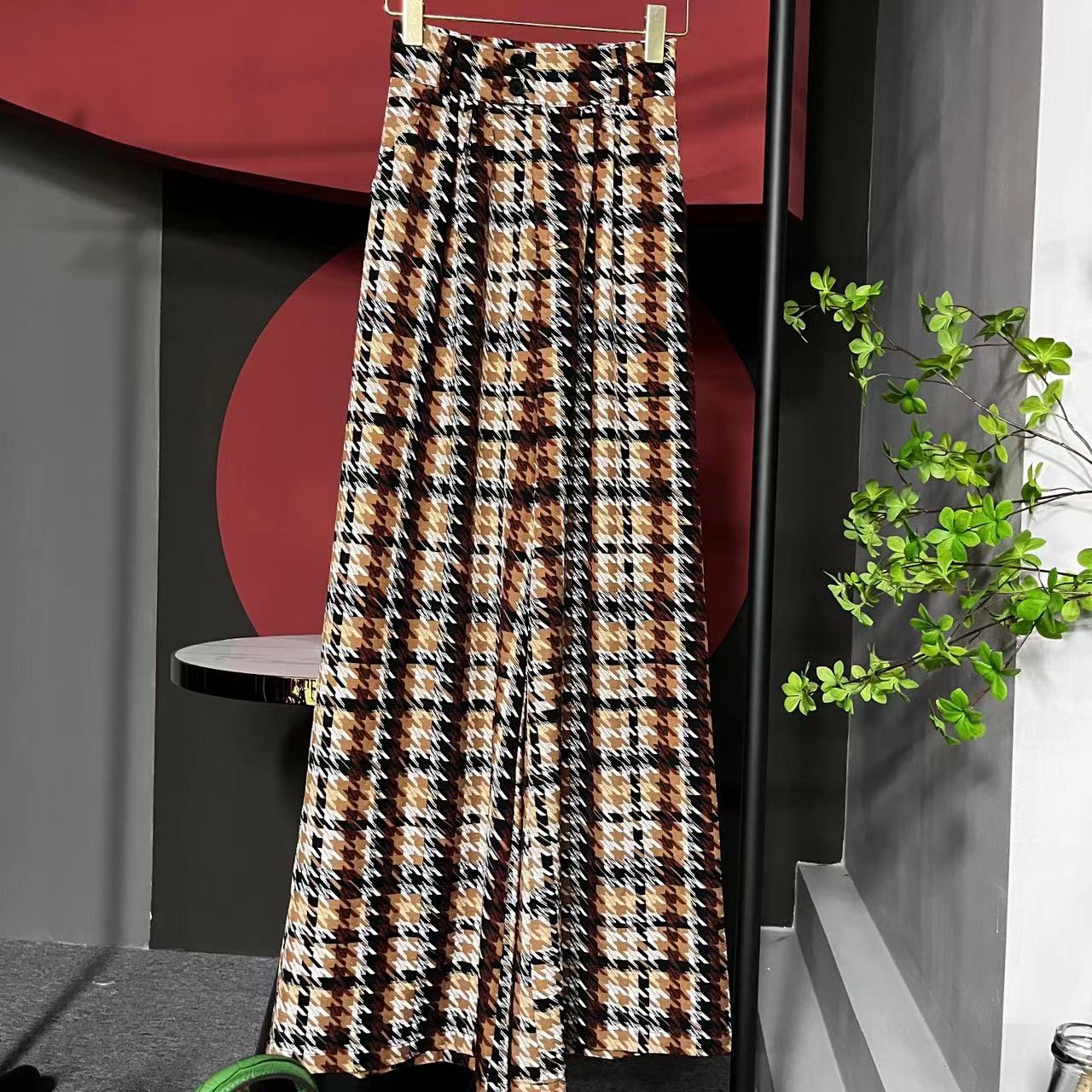 曹掌柜设计师春季新款气质时尚洋气显瘦高腰垂感超长拖地大筒裤