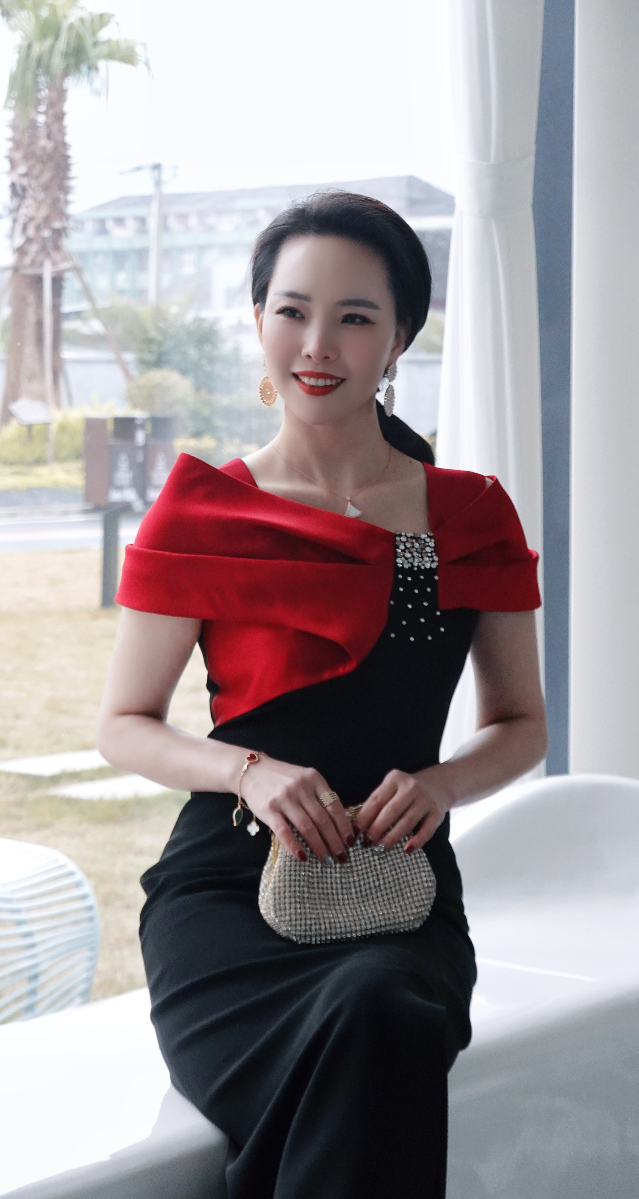 红印象高定妈妈装喜婆婆修身显瘦优雅气质设计师轻奢婚宴宴会礼服