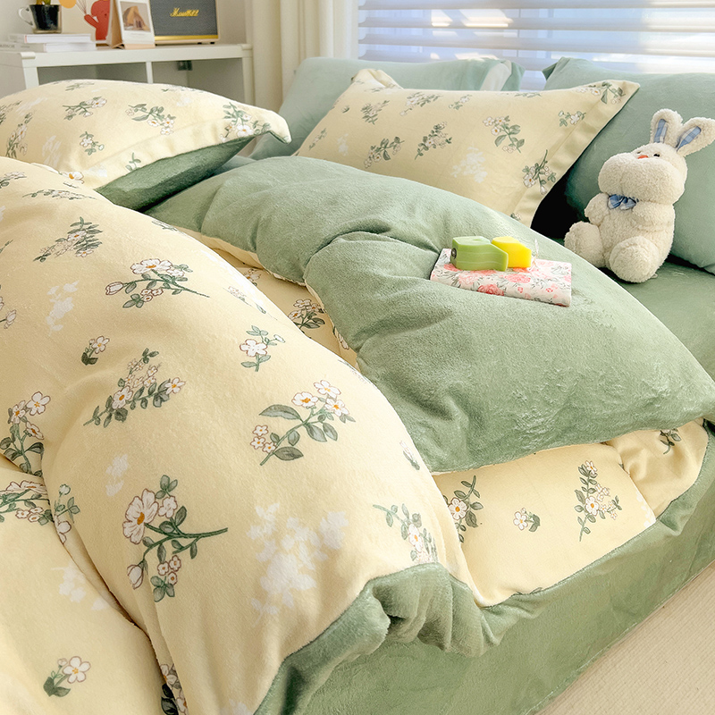 冬天加绒被套单件150x200x230双面绒被罩学生宿舍法兰绒牛奶绒被