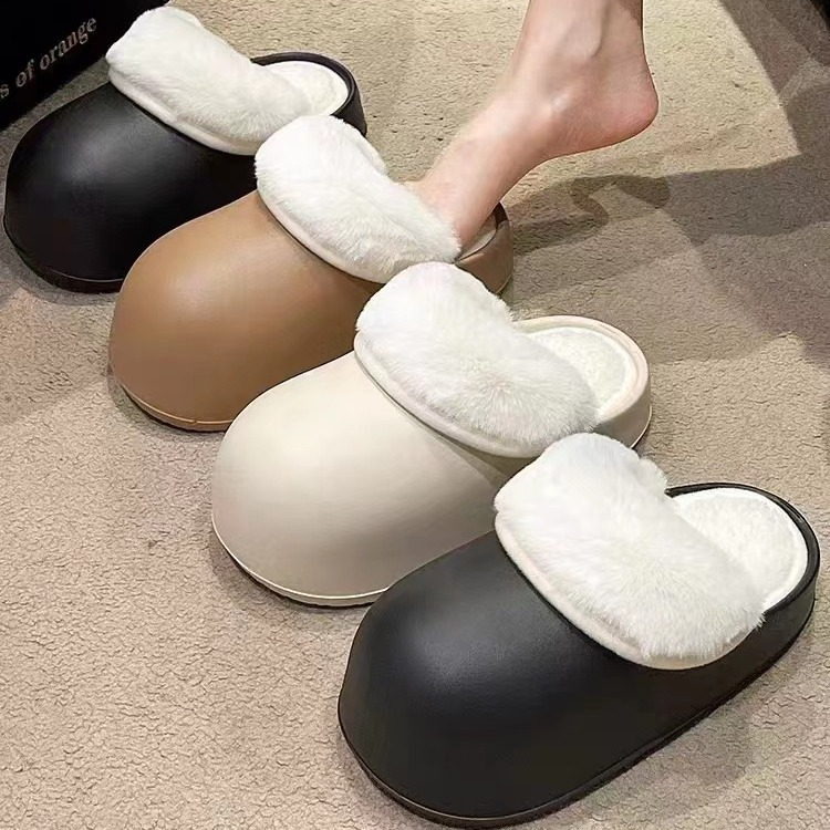 新款冬季棉厚底拖鞋女士ins外穿可拆卸可拆洗防水棉踩屎感棉拖鞋