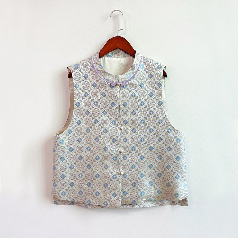 【五彩团龙凤狮花卉】上久楷宋锦马甲对襟真丝唐装国风盘扣女装