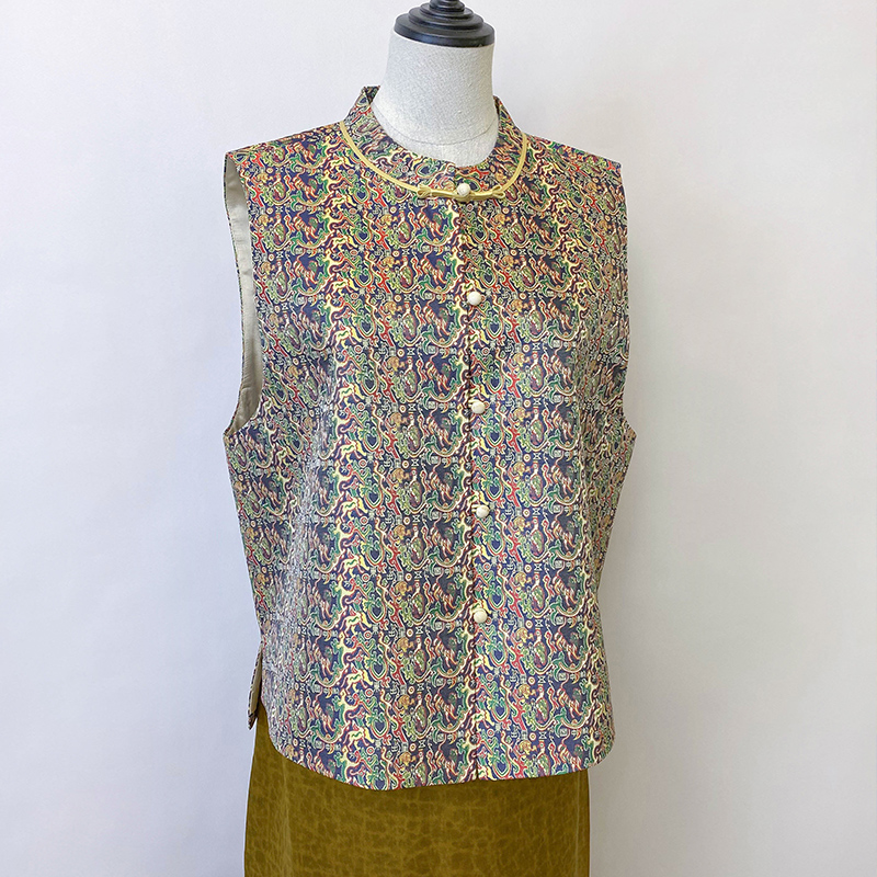 【上久楷五星出东方】桑蚕丝复古真丝宋锦无袖马甲端庄大气对襟上衣