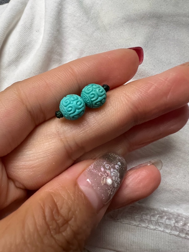 原矿绿松石回文对珠