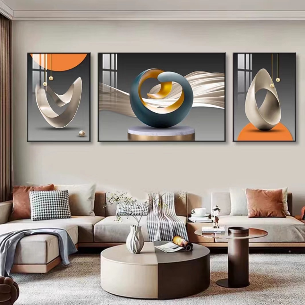 三联画六客厅简约筑梦空间画晶瓷装饰画晶瓷装饰画手工挂画防水