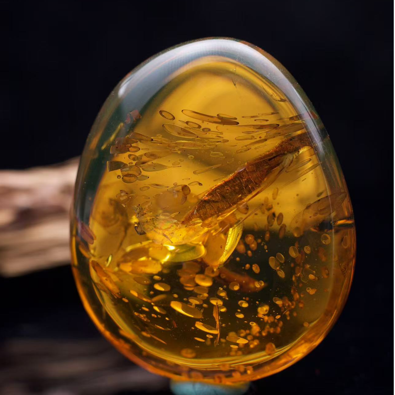 蓝珀高蓝珀“烟花”雨花意境吊坠挂坠摆件原矿珠宝无优化正品包邮