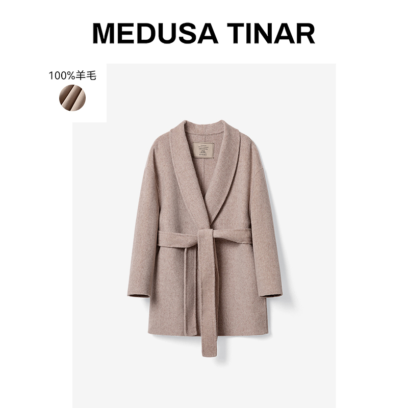 【希希专属】双面呢大衣气质时尚宽松羊毛中长翻领款设计师