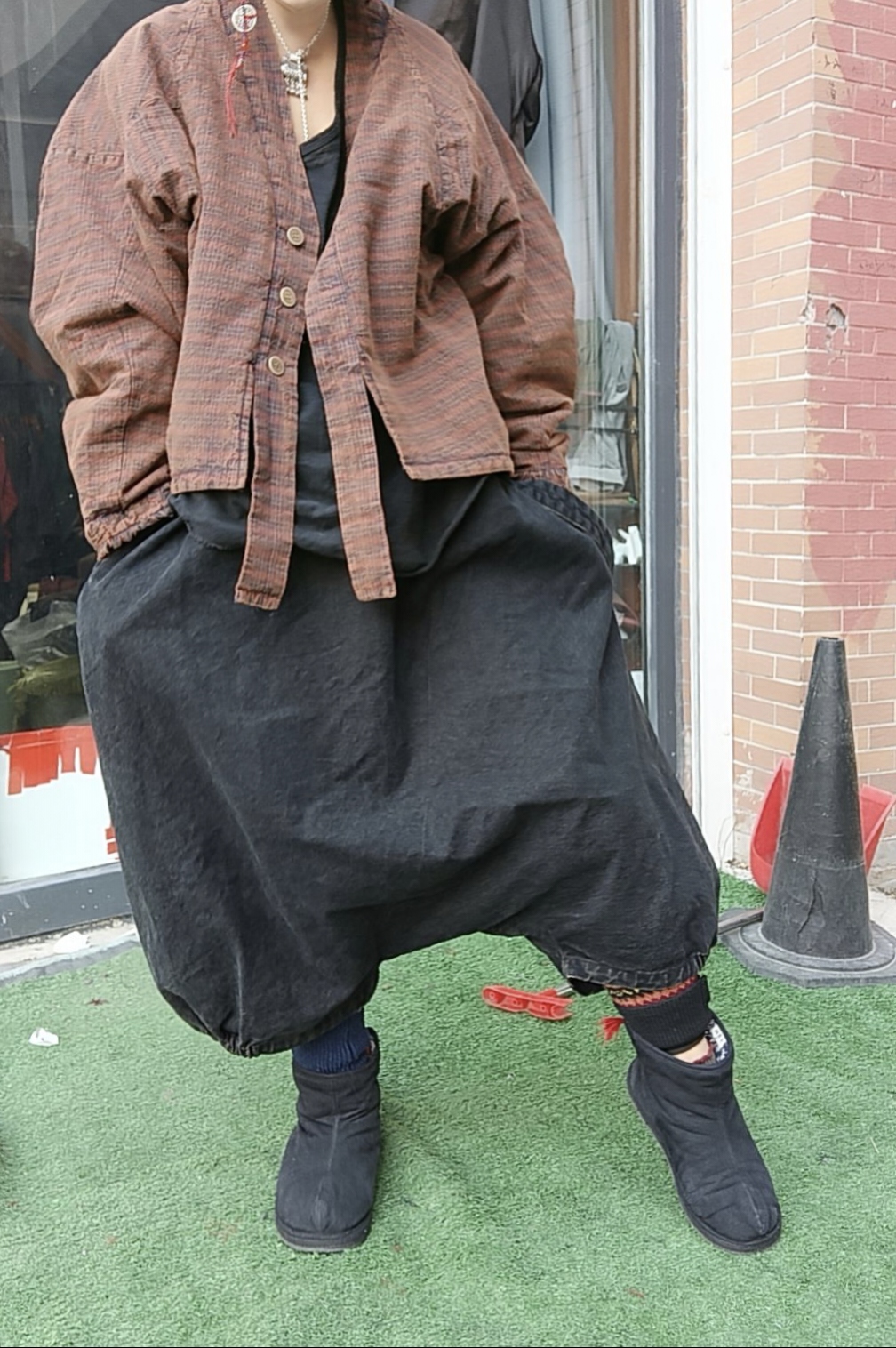 无吊牌磨白做旧老布开衫款棉服上衣