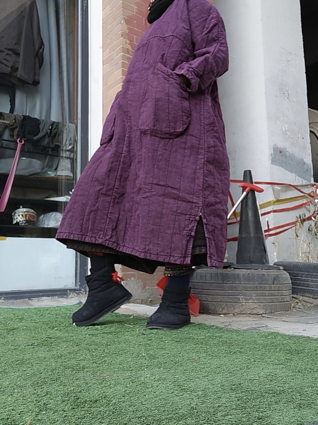 无吊牌砂洗做旧中长薄棉外套