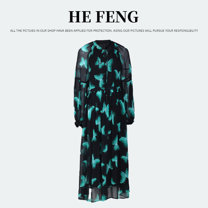 【丫丫-禾枫原创】重磅100%桑蚕丝连衣裙Y24C9099-2