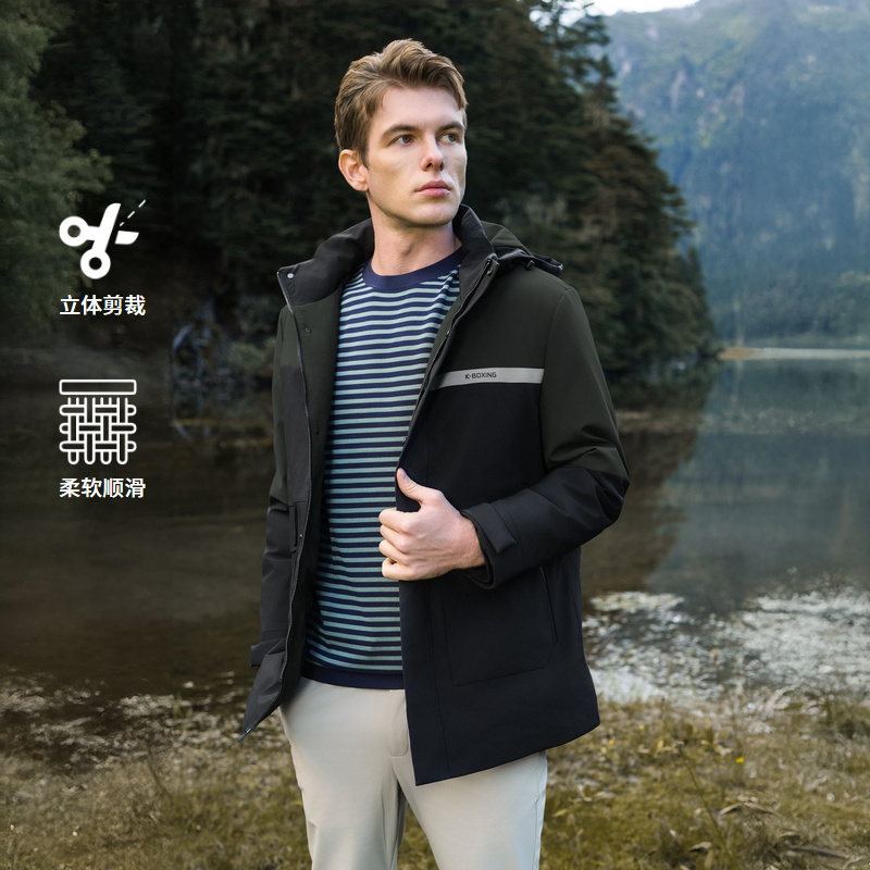 劲霸旗舰店正品商务轻奢户外加厚冬季羽绒服|NRJE3341