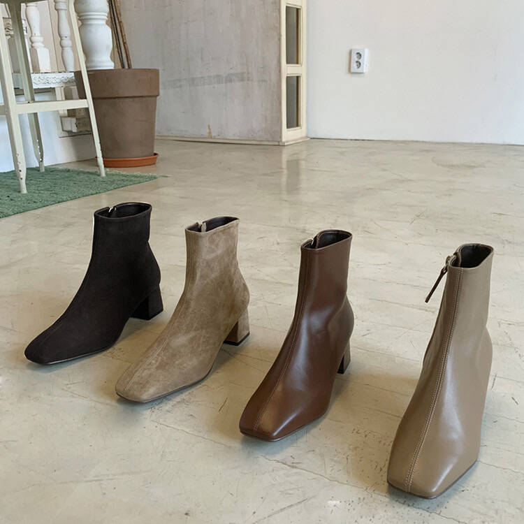 【首尔｜4.5cm】新款时尚韩系温柔风百搭显瘦粗跟短靴瘦瘦靴